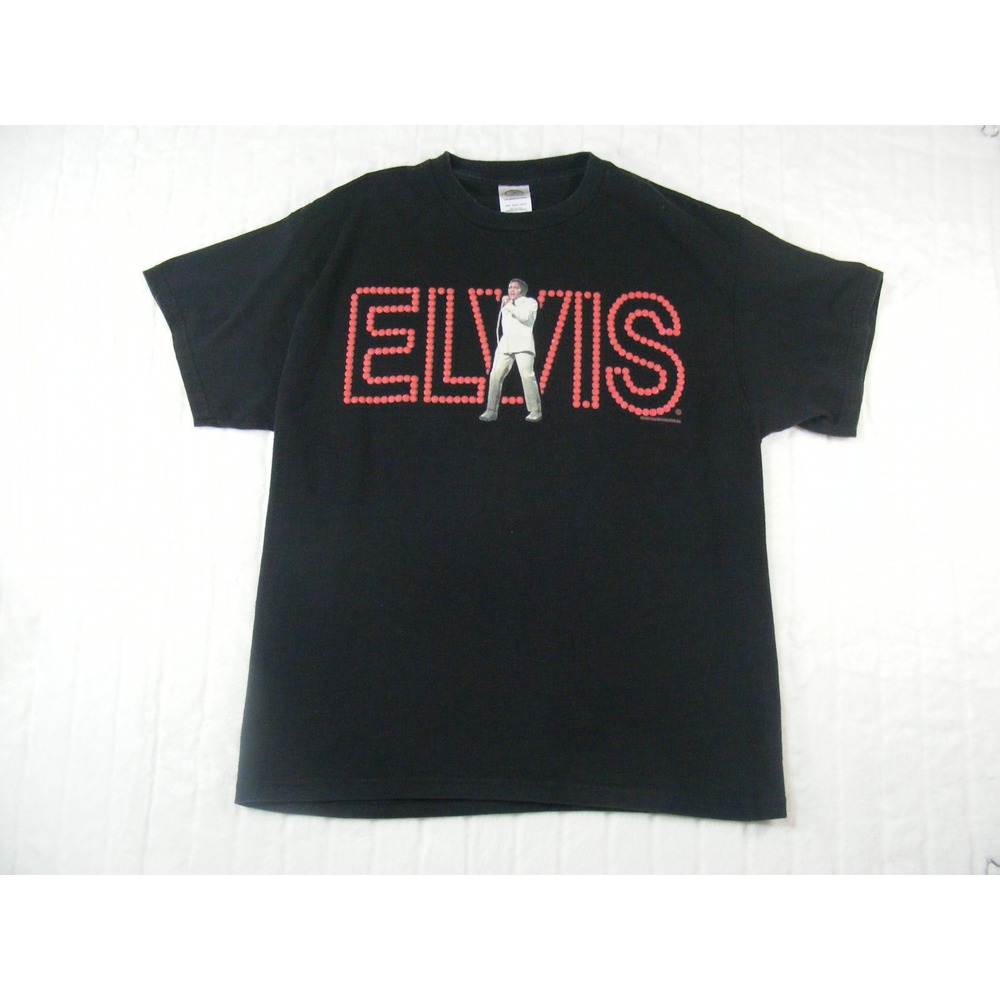 Pro Weight Elvis Presley T-Shirt Mens Large Black Excellent Raised Dot Graphic